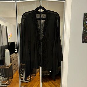 Black Sheer Ruffled Cardigan